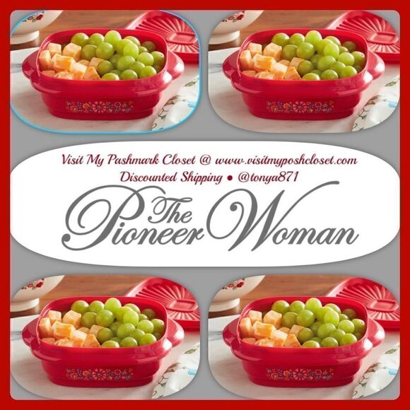 🦋 New Pioneer Woman (4)- Red Floral 3 Cup Food Storage Container with Lid - Picture 1 of 8
